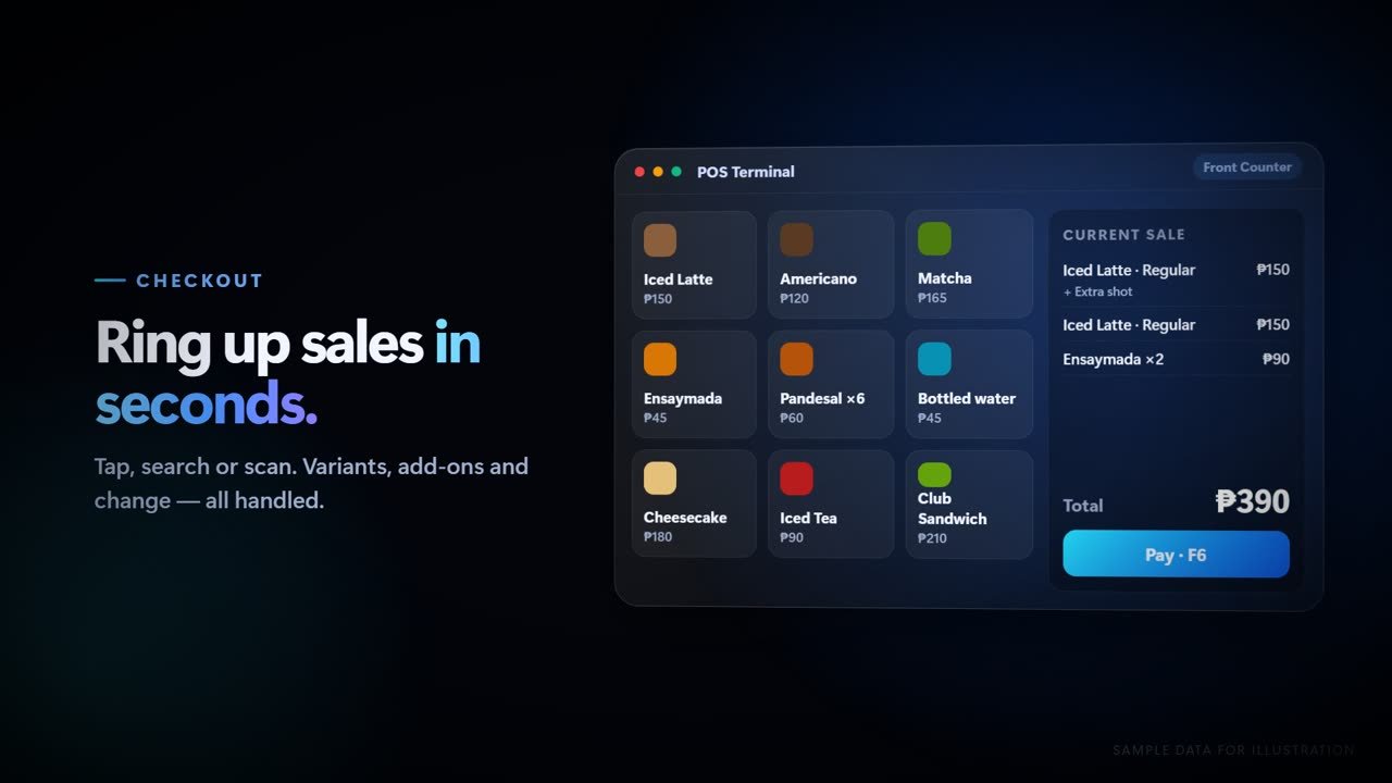 OcevoHub POS terminal screen